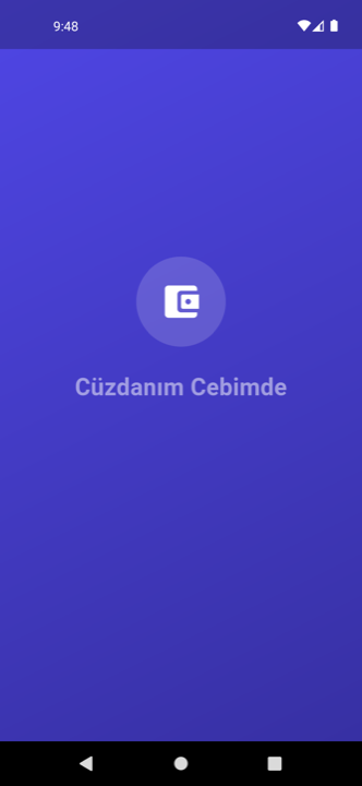 Cüzdanım Cebimde açılış ekranı