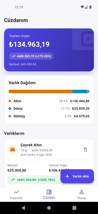 Cüzdanım sekmesi