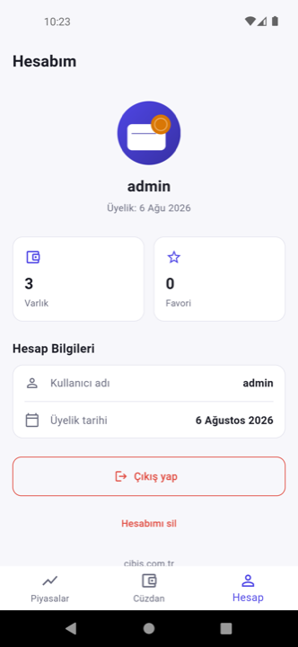 Hesabım sekmesi